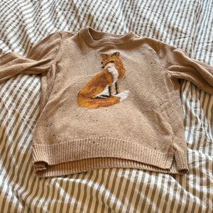 Charter Club Tan Sweater with Fox Design